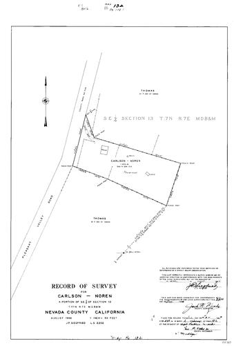 Click to see Record of Survey Book 2, pg. 132 (1967) of Nevada County Recorders Survey Maps Book 2