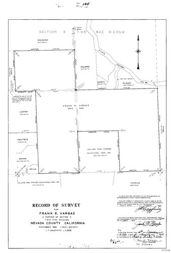 Click to see Record of Survey Book 2, pg. 134 (1967) of Nevada County Recorders Survey Maps Book 2