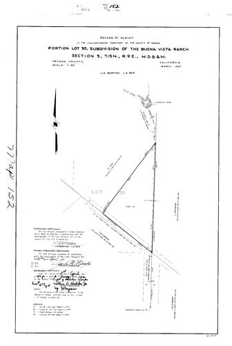 Click to see Record of Survey Book 2, pg. 152 (1967) of Nevada County Recorders Survey Maps Book 2