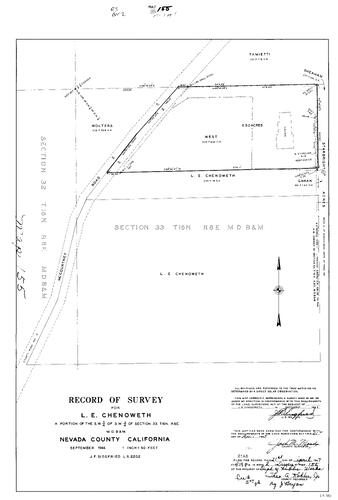 Click to see Record of Survey Book 2, pg. 155 (1967) of Nevada County Recorders Survey Maps Book 2