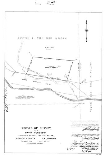 Click to see Record of Survey Book 2, pg. 158 (1967) of Nevada County Recorders Survey Maps Book 2