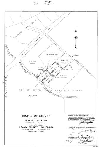 Click to see Record of Survey Book 2, pg. 159 (1967) of Nevada County Recorders Survey Maps Book 2