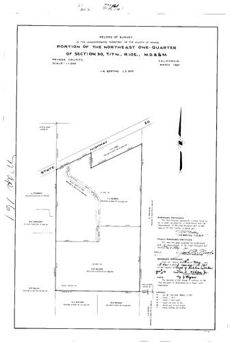 Click to see Record of Survey Book 2, pg. 161 (1967) of Nevada County Recorders Survey Maps Book 2