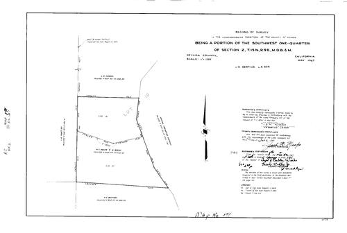 Click to see Record of Survey Book 2, pg. 171 (1967) of Nevada County Recorders Survey Maps Book 2