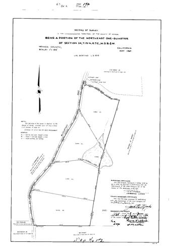 Click to see Record of Survey Book 2, pg. 172 (1967) of Nevada County Recorders Survey Maps Book 2