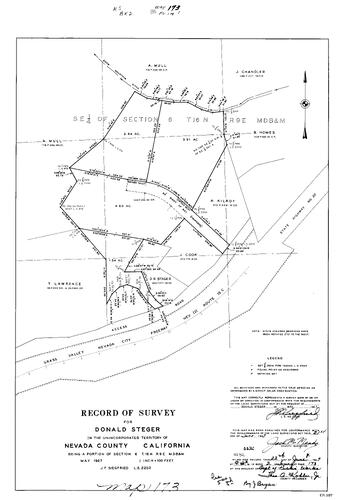 Click to see Record of Survey Book 2, pg. 173 (1967) of Nevada County Recorders Survey Maps Book 2