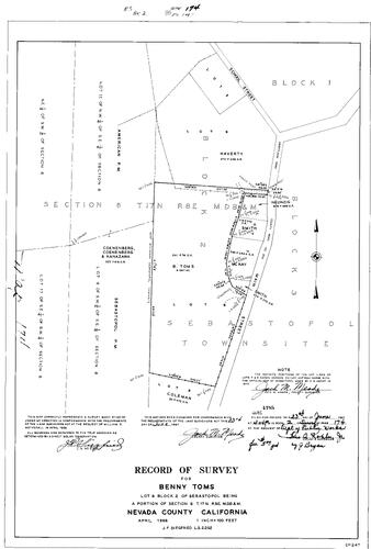 Click to see Record of Survey Book 2, pg. 174 (1967) of Nevada County Recorders Survey Maps Book 2