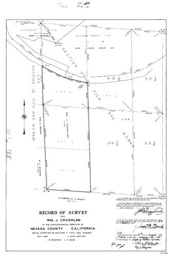 Click to see Record of Survey Book 2, pg. 185 (1967) of Nevada County Recorders Survey Maps Book 2