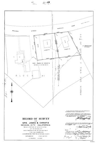 Click to see Record of Survey Book 2, pg. 198 (1967) of Nevada County Recorders Survey Maps Book 2