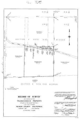 Click to see Record of Survey Book 2, pg. 201 (1967) of Nevada County Recorders Survey Maps Book 2