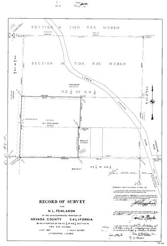 Click to see Record of Survey Book 2, pg. 212 (1967) of Nevada County Recorders Survey Maps Book 2