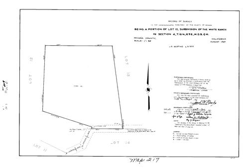 Click to see Record of Survey Book 2, pg. 217 (1967) of Nevada County Recorders Survey Maps Book 2