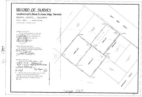 Click to see Record of Survey Book 2, pg. 222 (1967) of Nevada County Recorders Survey Maps Book 2