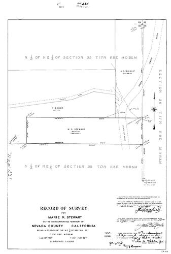 Click to see Record of Survey Book 2, pg. 231 (1967) of Nevada County Recorders Survey Maps Book 2
