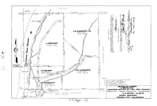 Click to see Record of Survey Book 3, pg. 12 (1968) of Nevada County Recorders Survey Maps Book 3