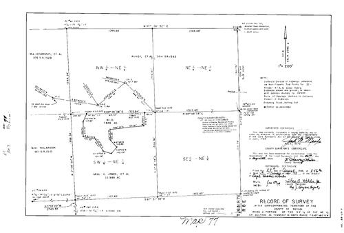 Click to see Record of Survey Book 3, pg. 77 (1968) of Nevada County Recorders Survey Maps Book 3