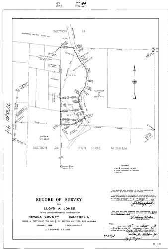 Click to see Record of Survey Book 3, pg. 94 (1968) of Nevada County Recorders Survey Maps Book 3