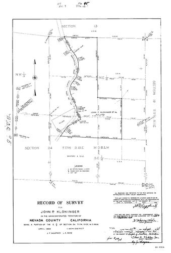 Click to see Record of Survey Book 3, pg. 95 (1968) of Nevada County Recorders Survey Maps Book 3