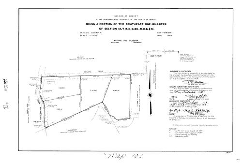 Click to see Record of Survey Book 3, pg. 100 (1968) of Nevada County Recorders Survey Maps Book 3