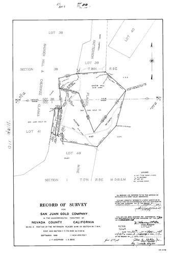 Click to see Record of Survey Book 3, pg. 110 (1968) of Nevada County Recorders Survey Maps Book 3