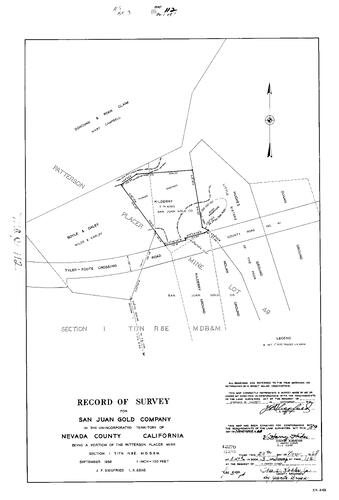 Click to see Record of Survey Book 3, pg. 112 (1968) of Nevada County Recorders Survey Maps Book 3