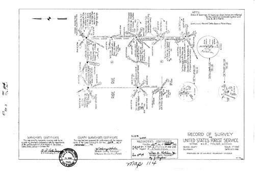 Click to see Record of Survey Book 3, pg. 114 (1968) of Nevada County Recorders Survey Maps Book 3