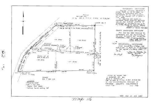 Click to see Record of Survey Book 3, pg. 116 (1968) of Nevada County Recorders Survey Maps Book 3