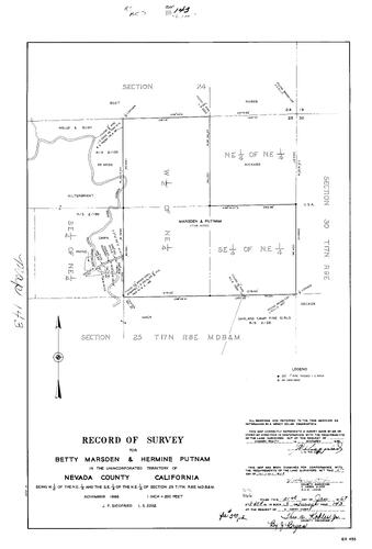 Click to see Record of Survey Book 3, pg. 143 (1969) of Nevada County Recorders Survey Maps Book 3