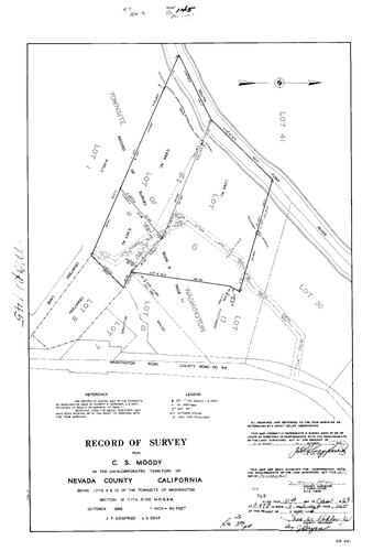 Click to see Record of Survey Book 3, pg. 145 (1969) of Nevada County Recorders Survey Maps Book 3