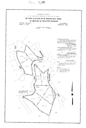 Click to see Record of Survey Book 3, pg. 151 (1969) of Nevada County Recorders Survey Maps Book 3