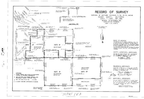Click to see Record of Survey Book 3, pg. 153 (1969) of Nevada County Recorders Survey Maps Book 3