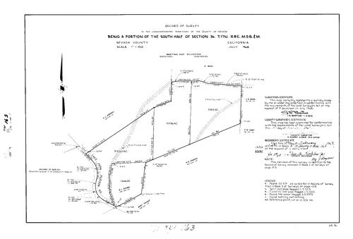 Click to see Record of Survey Book 3, pg. 163 (1969) of Nevada County Recorders Survey Maps Book 3