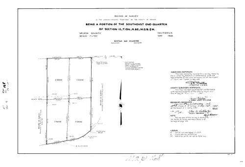 Click to see Record of Survey Book 3, pg. 168 (1969) of Nevada County Recorders Survey Maps Book 3