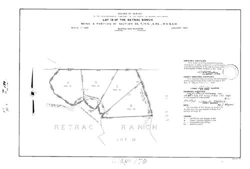 Click to see Record of Survey Book 3, pg. 170 (1969) of Nevada County Recorders Survey Maps Book 3