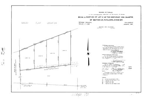 Click to see Record of Survey Book 3, pg. 171 (1969) of Nevada County Recorders Survey Maps Book 3