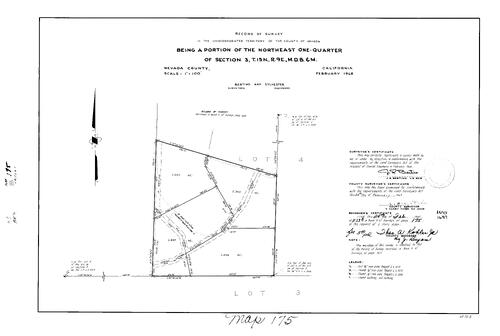 Click to see Record of Survey Book 3, pg. 175 (1969) of Nevada County Recorders Survey Maps Book 3