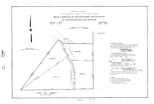Click to see Record of Survey Book 3, pg. 184 (1969) of Nevada County Recorders Survey Maps Book 3