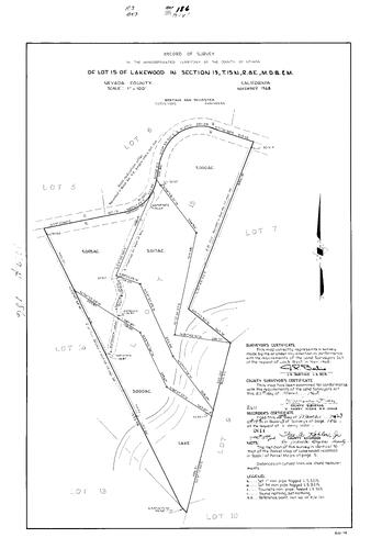 Click to see Record of Survey Book 3, pg. 186 (1969) of Nevada County Recorders Survey Maps Book 3