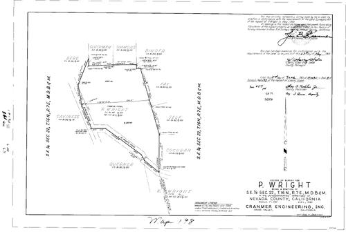 Click to see Record of Survey Book 3, pg. 198 (1969) of Nevada County Recorders Survey Maps Book 3
