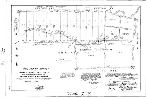 Click to see Record of Survey Book 3, pg. 203 (1969) of Nevada County Recorders Survey Maps Book 3