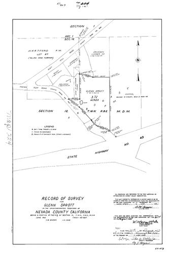 Click to see Record of Survey Book 3, pg. 224 (1969) of Nevada County Recorders Survey Maps Book 3