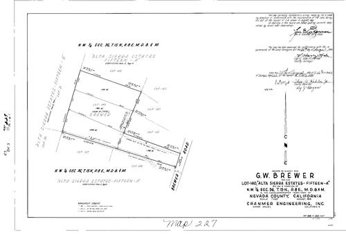 Click to see Record of Survey Book 3, pg. 227 (1969) of Nevada County Recorders Survey Maps Book 3