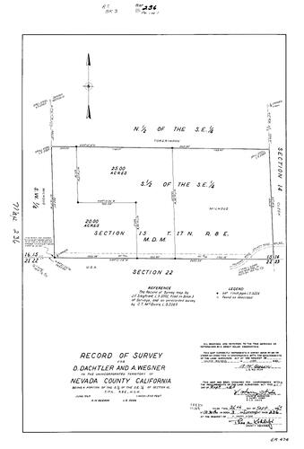 Click to see Record of Survey Book 3, pg. 236 (1969) of Nevada County Recorders Survey Maps Book 3