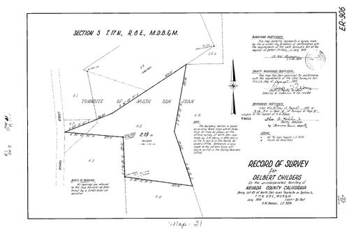 Click to see Record of Survey Book 5, pg. 31 (1973) of Nevada County Recorders Survey Maps Book 5