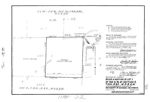 Click to see Survey Map Book 5, pg. 62 of Nevada County Recorders Survey Maps Book 5