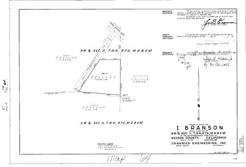 Click to see Survey Map Book 5, pg. 64 of Nevada County Recorders Survey Maps Book 5