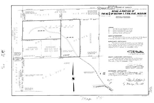 Click to see Record of Survey Book 5, pg. 85 (1974) of Nevada County Recorders Survey Maps Book 5