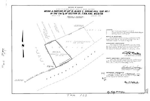 Click to see Record of Survey Book 5, pg. 102 (1974) of Nevada County Recorders Survey Maps Book 5