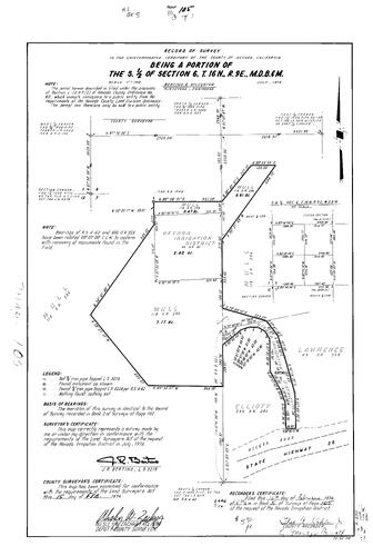 Click to see Record of Survey Book 5, pg. 105 (1974) of Nevada County Recorders Survey Maps Book 5