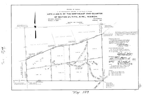 Click to see Record of Survey Book 5, pg. 109 (1974) of Nevada County Recorders Survey Maps Book 5